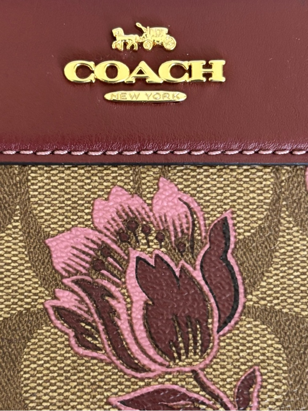 Coach Accordion Zip Wallet in Signature Canvas with Desert Tulip Print - Picture 9 of 14